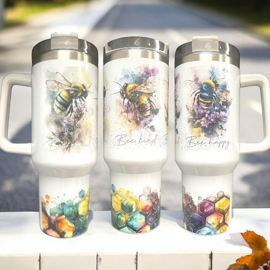 Bee Happy 30oz/40oz Quencher Tumbler Cup