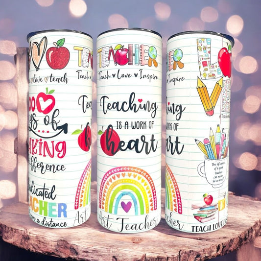 Teaching is a Work of Heart 20/30oz Insulated Skinny Tumbler