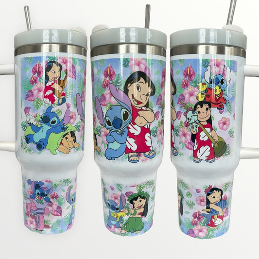 Disney Lilo and Stitch Flower 30oz/40oz Quencher Tumbler with Optional Personalisation