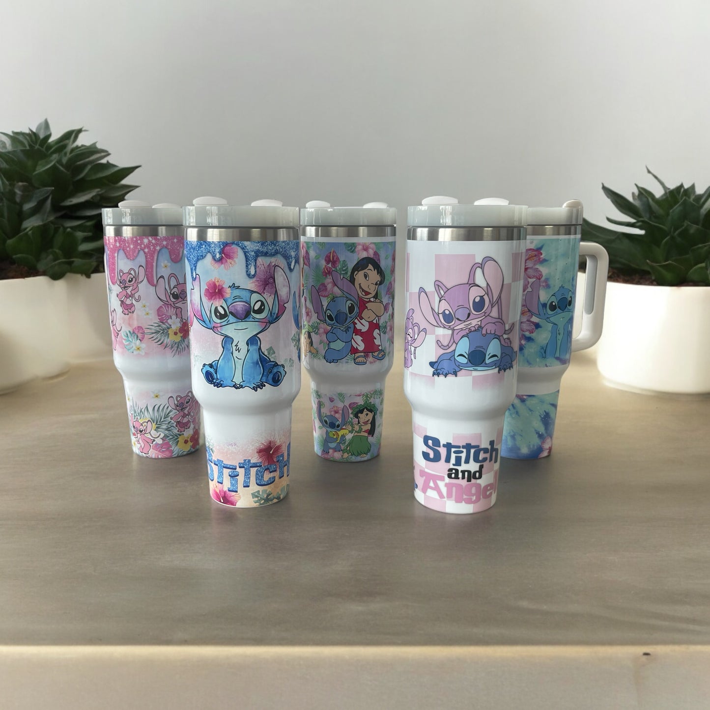 Stitch and Angel Checkered 30oz/40oz Quencher Tumbler with Optional Personalisation (Copy)