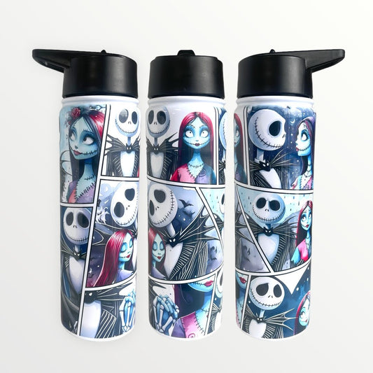 Nightmare Before Christmas Jack and Sally (Tile) 20oz Insulated Water Bottle Tumbler