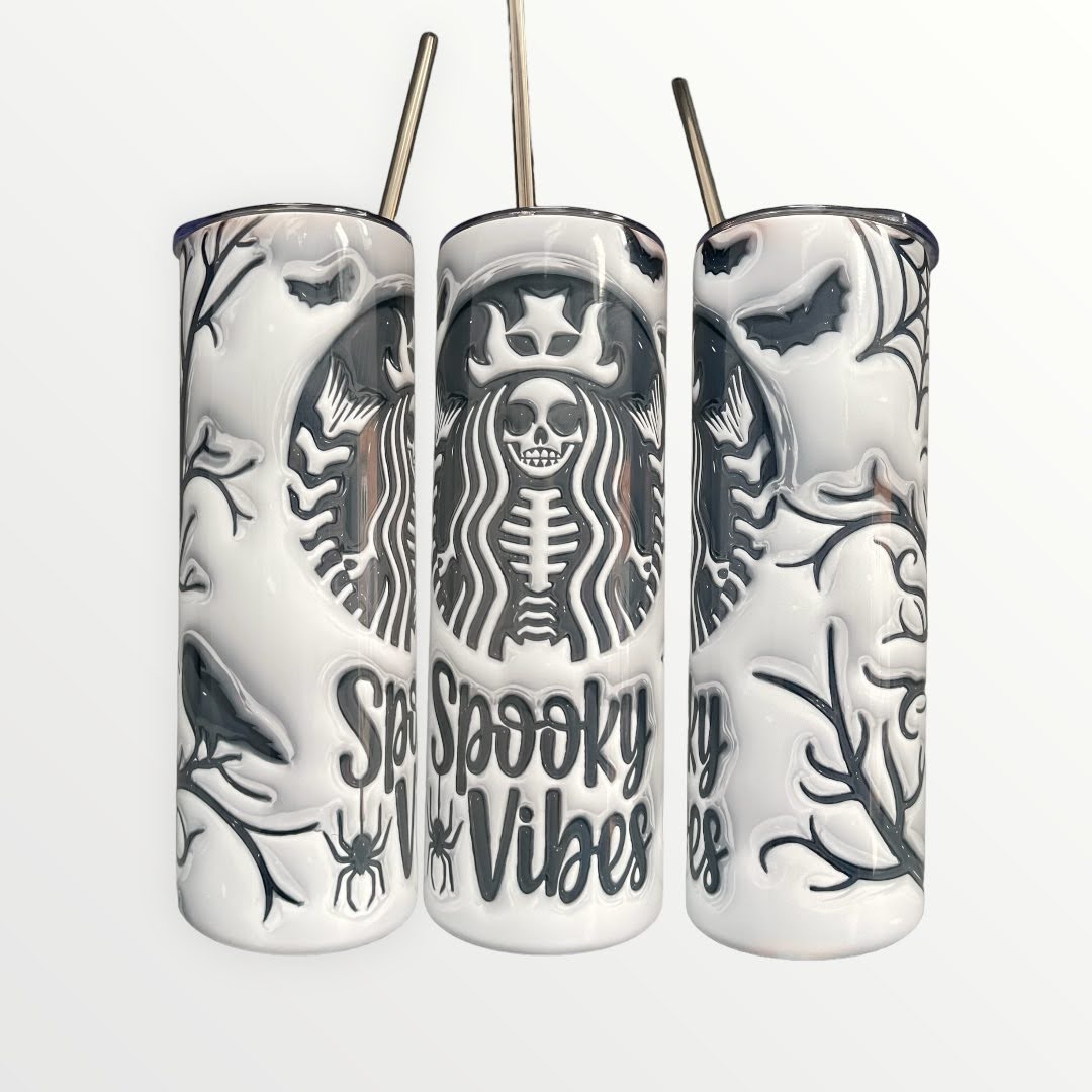 Spooky Vibes with 3D Bubble Effect 20/30oz Insulated Skinny Tumbler