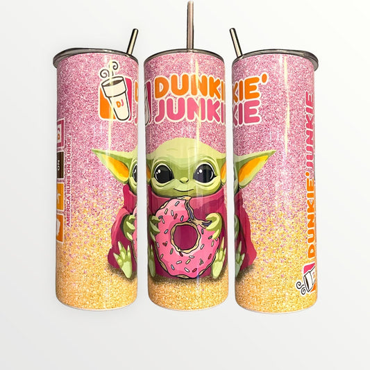 Dunkie Junkie Baby Yoda (Grogu) Insulated 20oz Thermal Skinny Tumbler With Optional personalisation