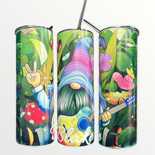 Hippy Gnome - 20oz Skinny Tumbler with optional Personalisation