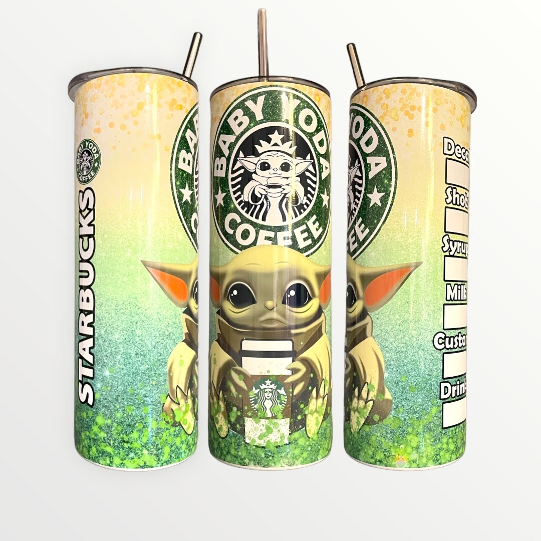 Starbucks Baby Yoda (Grogu) Insulated 20oz Thermal Skinny Tumbler With Optional personalisation