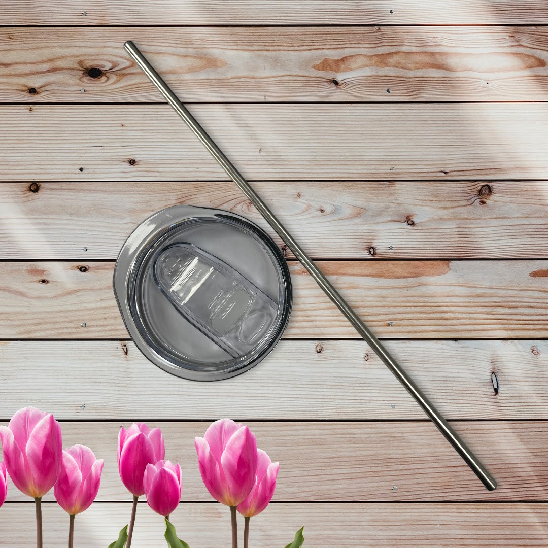 tumbler lid and straw with background