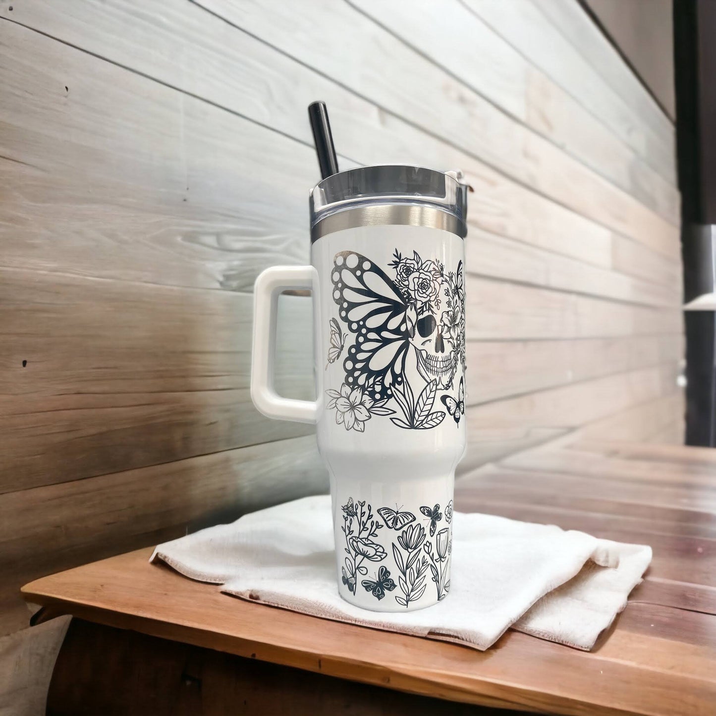 Skull and Butterfly 40oz Quencher Tumbler